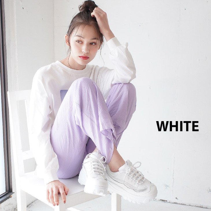 レースアップ厚底スニーカー軽量 レディース カジュアル ハイソール 白 黒 プラットフォーム 6.5cm