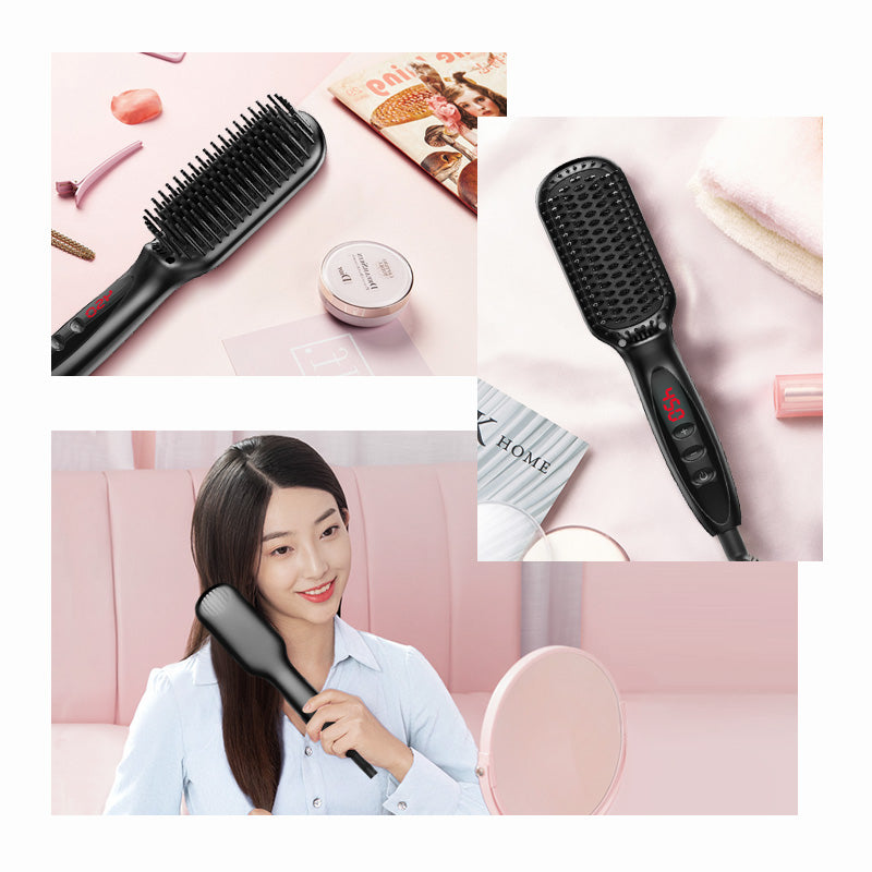 【ヘアアイロン】ストレートアイロン ブラシ マイナスイオン ミニ ブラシアイロン ストレート 2way ヘアーアイロン ブラシ型 アイロンブラシ ヒートブラシ ヘアブラシ ストレートブラシ コンパクト コームアイロン 美髪 海外対応 高濃度マイナスイオン&ツヤツヤ髪になる メーカー正規品 25S急速加熱 忙しい朝でも楽々 ナチュラルストレートが実現 傷まない