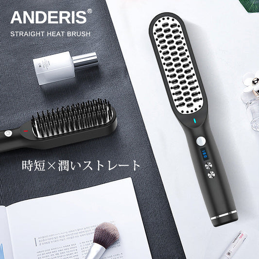 【ヘアアイロン】 ヘアーアイロン ストレートアイロン ブラシアイロン ブラシ ミニ ストレート マイナスイオン 2way ブラシ型 アイロンブラシ ヒートブラシ コンパクト ストレートブラシ ヘアブラシ コームアイロン 海外対応 美髪 初心者でも安心 高濃度マイナスイオン&ツヤツヤ髪になる メーカー正規品 25S急速加熱 忙しい朝でも楽々 ナチュラルストレートが実現