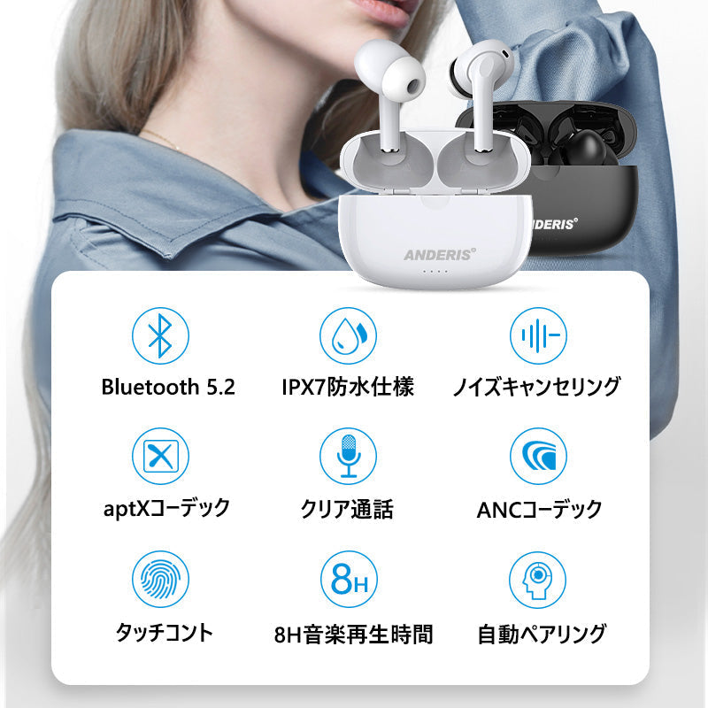 【ワイヤレスイヤホン】 bluetooth イヤホン ブルートゥース イヤホン 片耳 iphone sony ヘッドセット 左右分離型 通話可能 長時間 aptX対応 HiFi高音質 スマホ 耳が痛くない 音量調節 在宅勤務用 日本語音声 通勤 通学 両耳 瞬間接続 8時間連続再生 自動ペアリング おすすめ 落下防止 重低音 無線 会議 おしゃれ ランキング スポーツ 低遅延 完全 bluetoothイヤホン ヘッドホン 左右分離型 コスパ 軽量 技適認証済 両耳