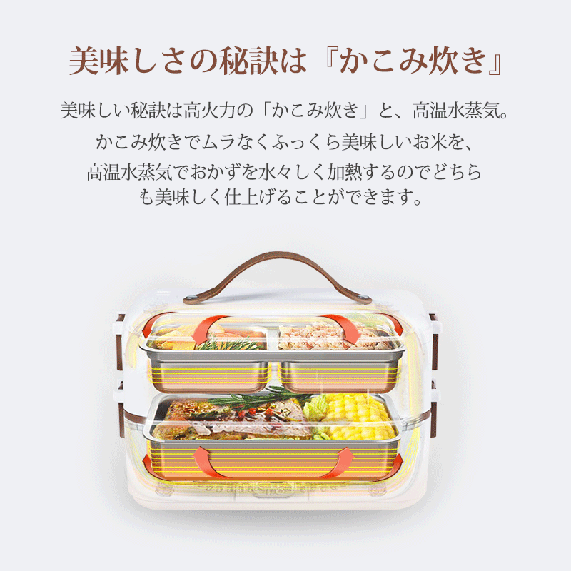 【2段式炊飯器】 超高速弁当箱炊飯器 おかずとお米同時料理 蒸し料理 炊き 温め 0.5～1.5合 おひとりさま 炊飯器 小型 ゆで卵 単層使用可能 携帯 ミニ炊飯器 304ステンレス鋼 一人暮らし オフィスランチ 車中泊 ハンディー炊飯器 同時調理可能 白 お一人様用炊飯器 保温弁当箱 テレワーク 炊飯機能 おひとりさま ご飯 会社 学校 高校 大学 お弁当 ランチ 1合 炊飯器 一人暮らし 人気 超高速炊飯弁当箱 弁当型の炊飯器 15分 時短調理