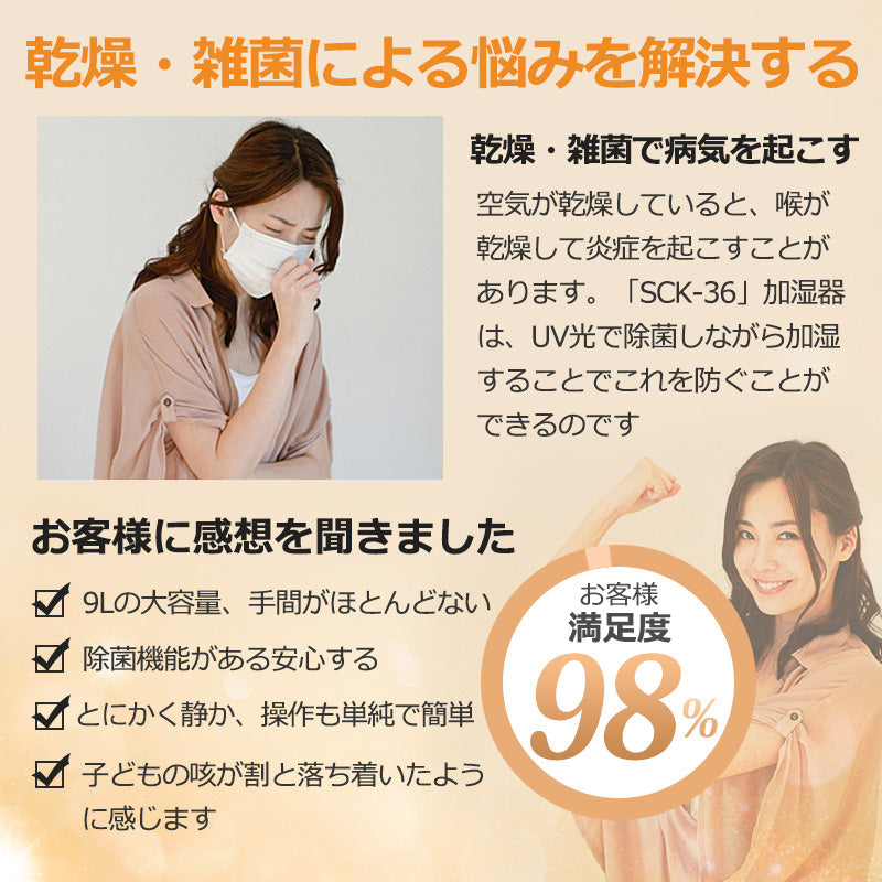 加湿器 超音波加湿器 大容量 9L スチーム